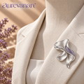 15 aurevanan™ Sculpted Silver-Tone Brooch with Abstract Lavender Fold Accent