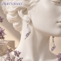 2 aurevanan™ Double Arc Drop Earrings with Muted Lavender Accent