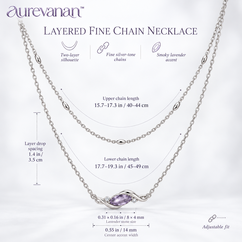 4 aurevanan™ Layered Fine Chain Necklace with Smoky Lavender Accent