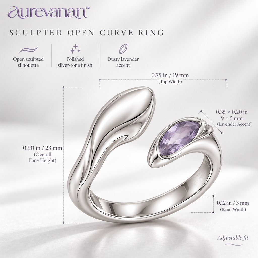 3 aurevanan™ Sculpted Open Curve Ring with Lavender Accent
