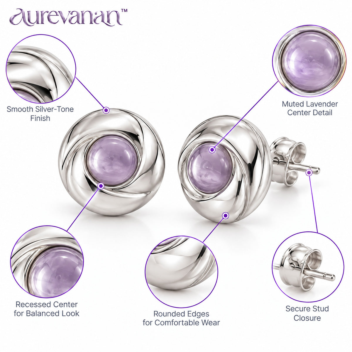 7 aurevanan™ Slim Oval Link Bracelet with Pale Lavender Accent