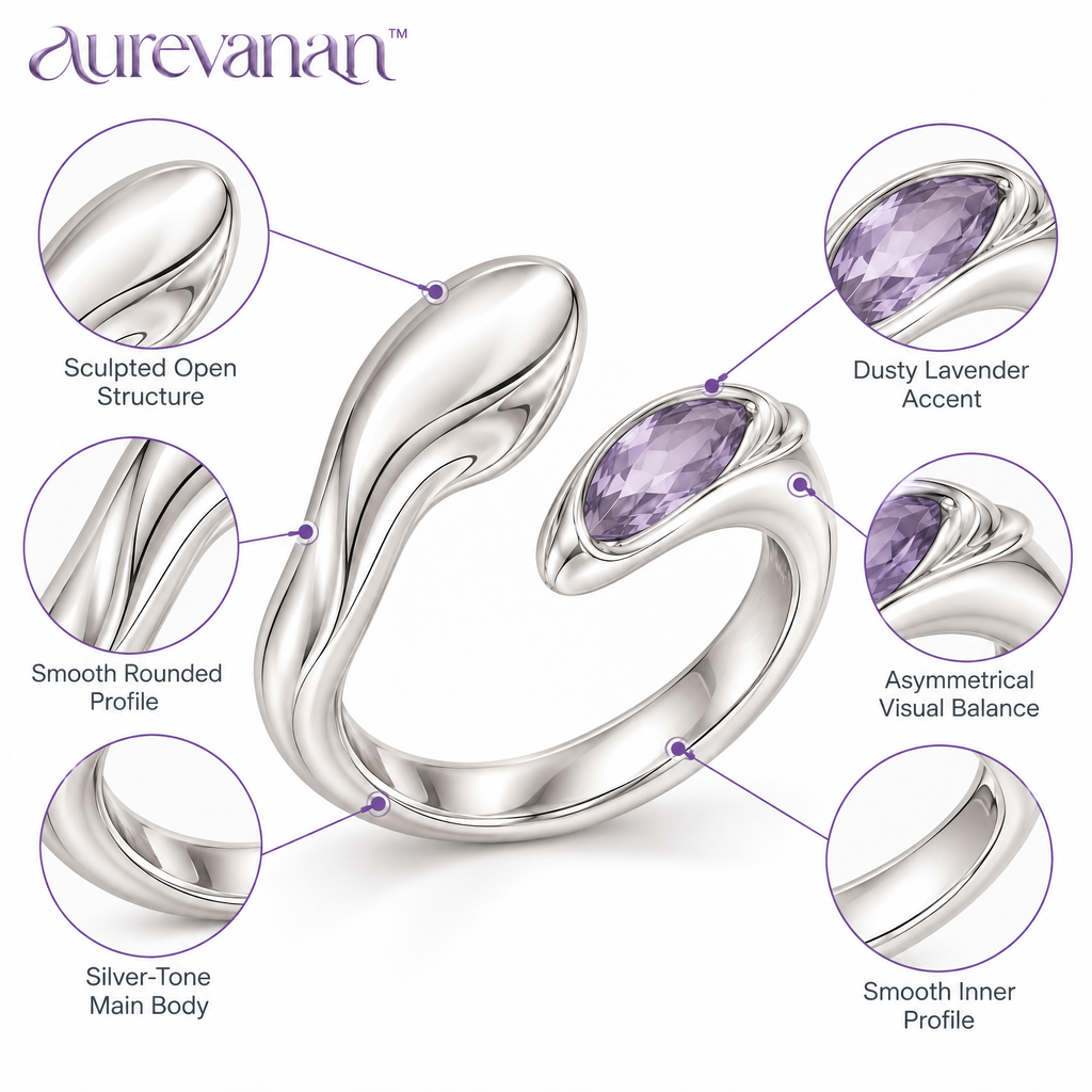 3 aurevanan™ Sculpted Open Curve Ring with Lavender Accent