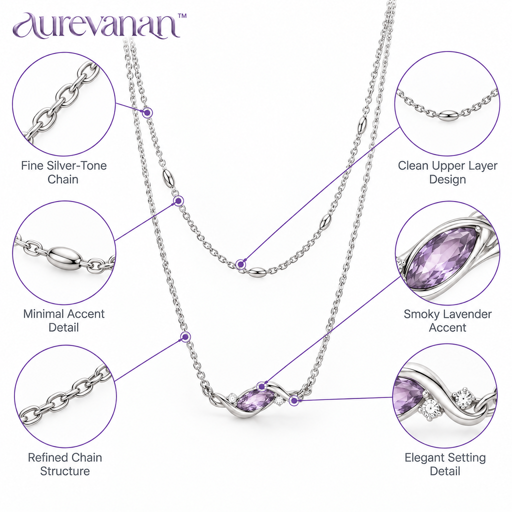 4 aurevanan™ Layered Fine Chain Necklace with Smoky Lavender Accent