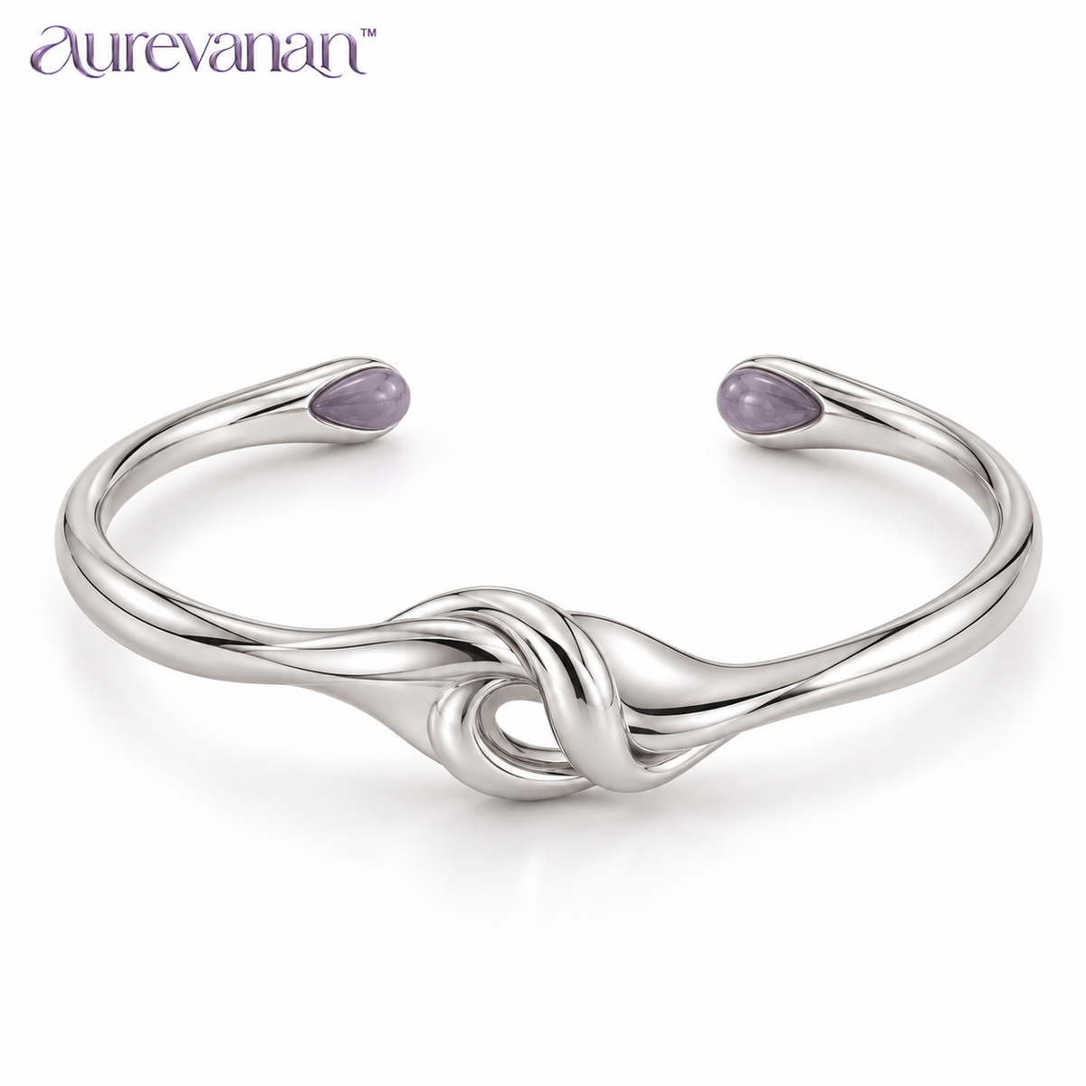 12 aurevanan™ Sculpted Knot Cuff Bracelet with Muted Purple Accent Tips