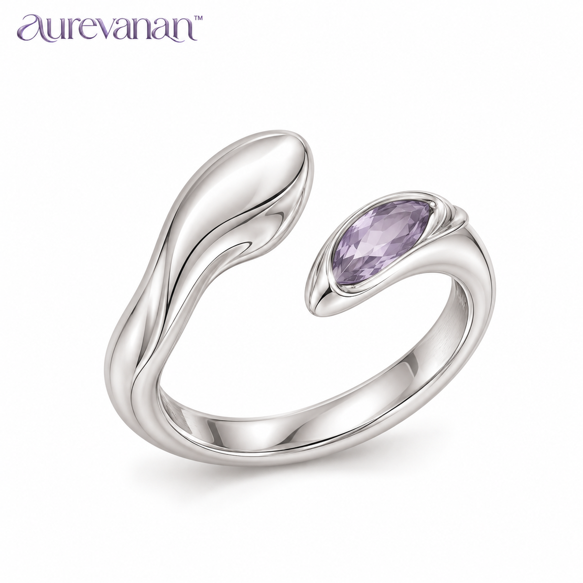 3 aurevanan™ Sculpted Open Curve Ring with Lavender Accent